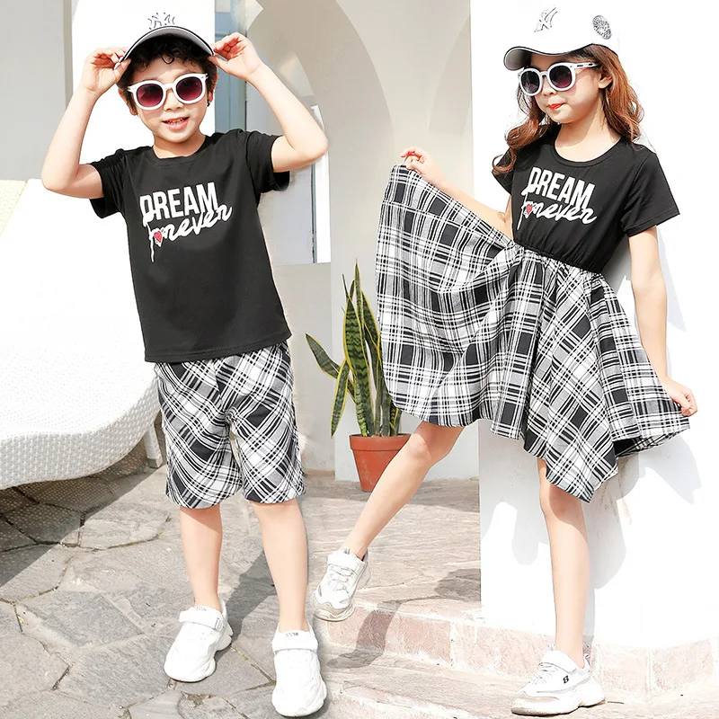 Korean couple clothing tshirts college fashion style pair lovers women summer beach dress family matching clothes outfit wear 13