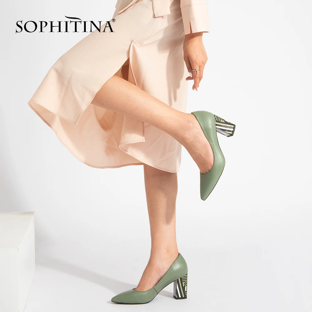 SOPHITINA/женские туфли-лодочки; модные разноцветные туфли из высококачественной натуральной кожи; удобные туфли на квадратном каблуке; Лидер продаж; дизайнерские туфли-лодочки; A84