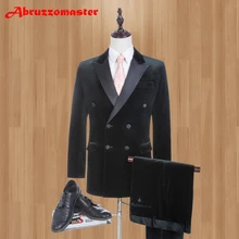 Брендовый вельветовый двубортный мужской свадебный костюм для лучших мужчин модные Умные повседневные мужские смокинги(куртка+ брюки