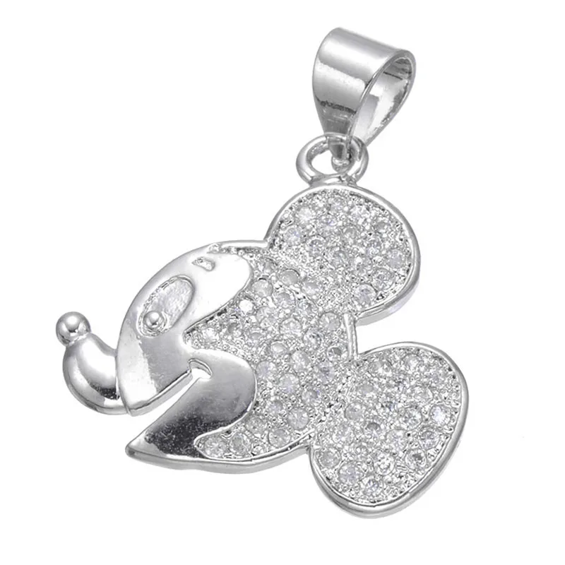 

17*19mm Zircon Crystal Mickey Charms Pendants Necklace Handmade Choker Necklace Accessories Women Bijoux Collier Femme