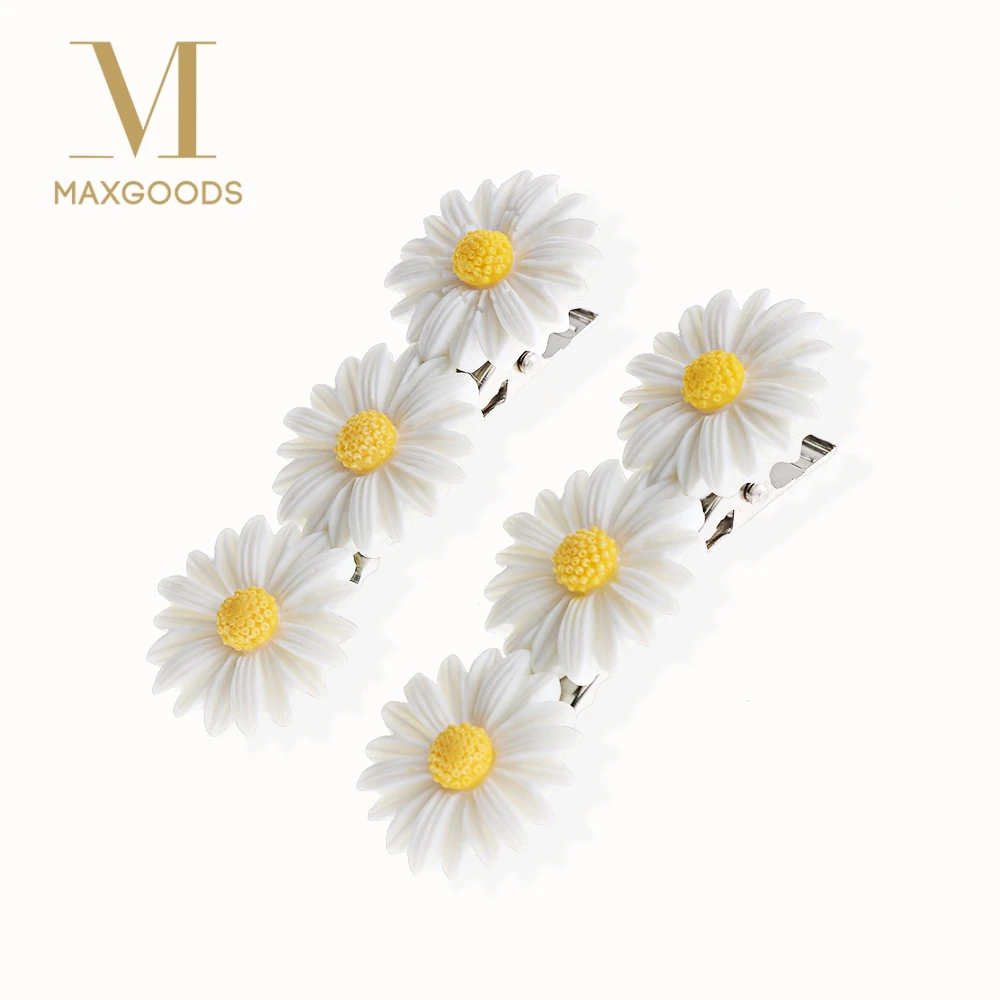 

2Pcs Cute Daisy Flower Hair Clip Fashion Elastic Hair Ring Rope Bands HairPins Ponytail Woman Girls Kids Holder Hair Accessories