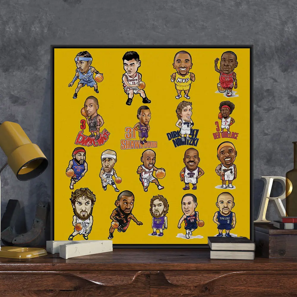 

Cartoon All Star Basketball Pop Poster Prints Canvas Painting Room Wall Art