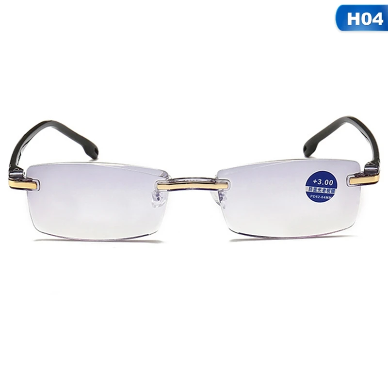 Модные ультралегкие очки для чтения без оправы, женские и мужские прозрачные линзы, анти-Blu-Ray компьютерные очки, очки для чтения Пресбиопии