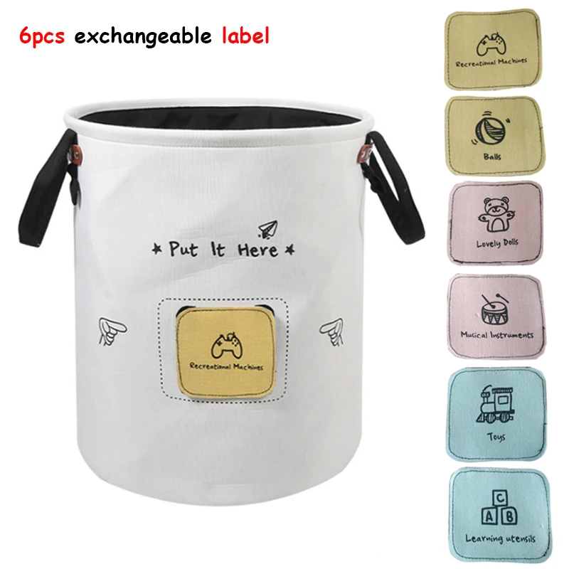 

Kids Toy Storage Basket Interchangeable Labels Clothes Storage Bucket Training Child Storage Fun Storage Bucket