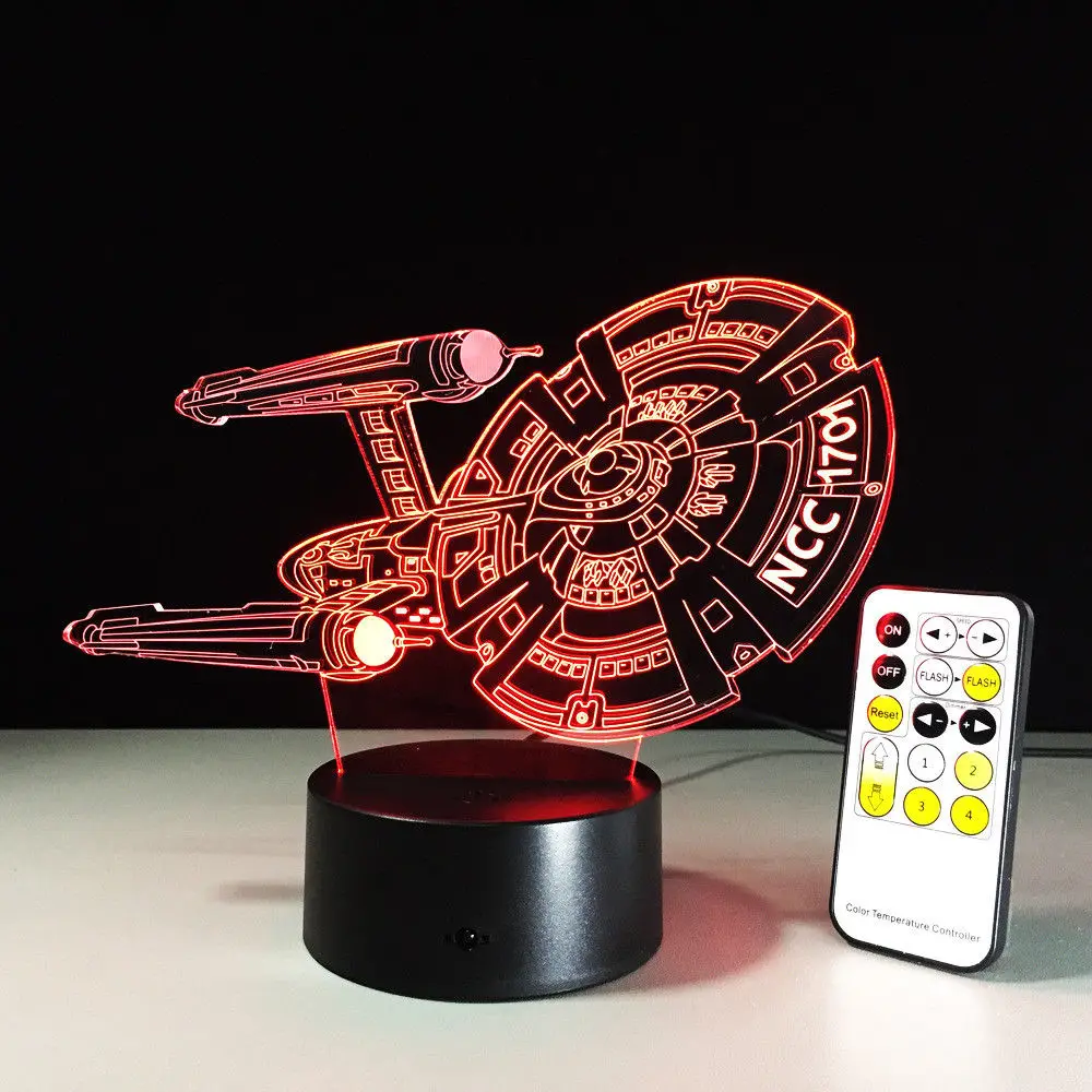 Luminaria Star Trek 3D удаленного Управление ночник 7 цветов Изменение таблицы СИД