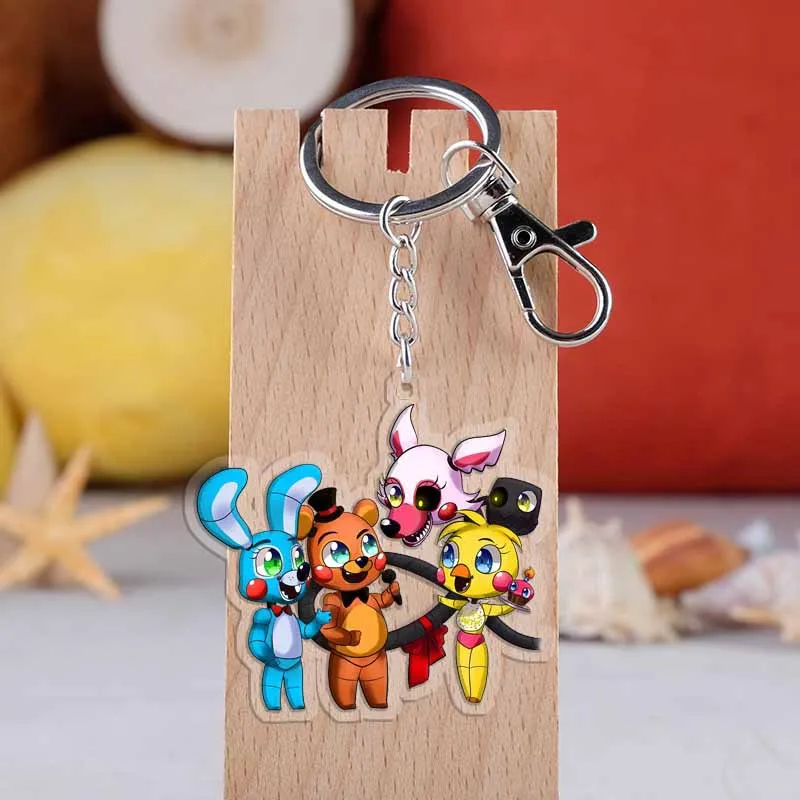 

Game Anime Five Nights at Freddy's Keychain Acrylic Cartoon Figure Car Key Holder Chain Pendants Keyrings Jewelry