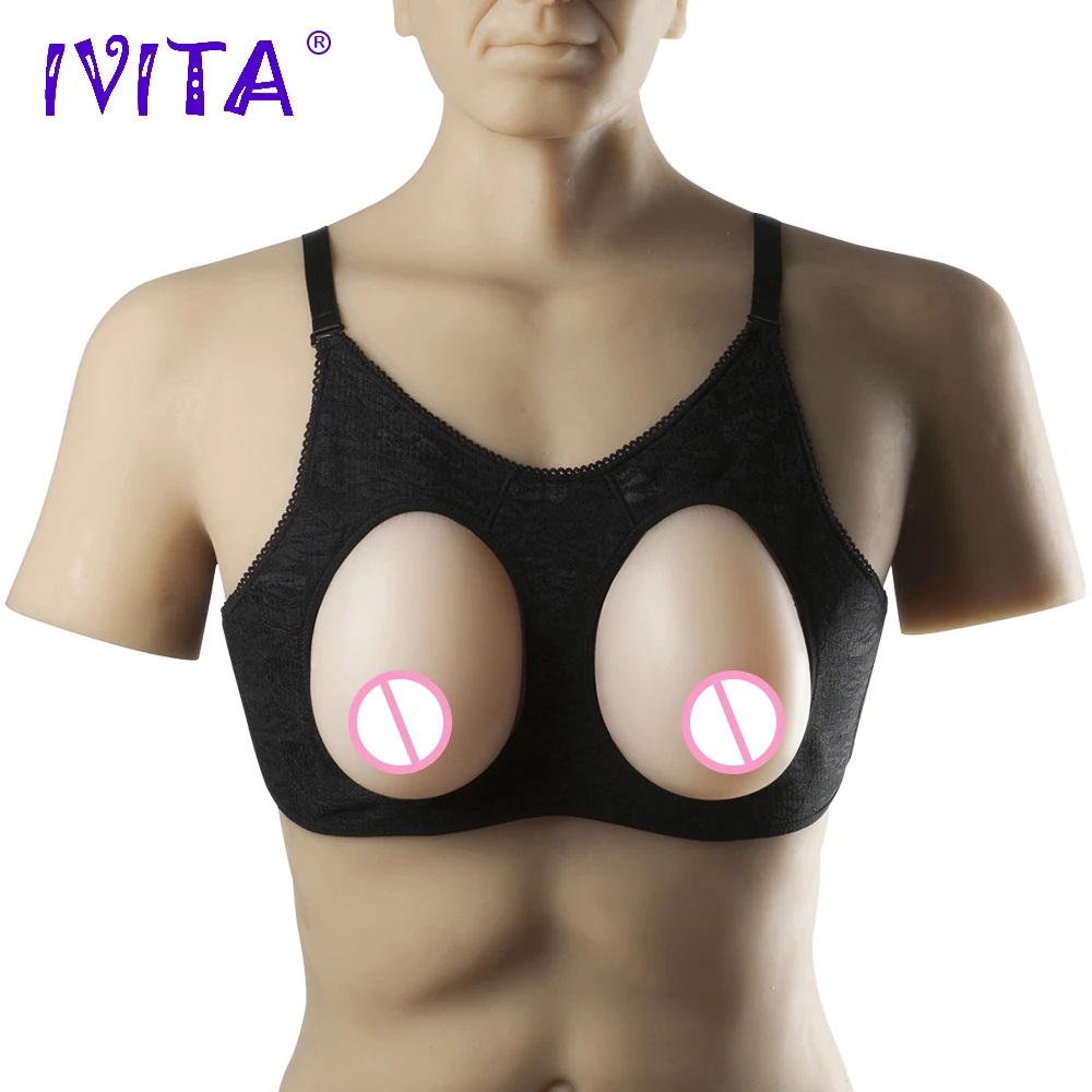 

IVITA Hot Sale 800g Silicone Breast Forms With Straps Fake Boobs Enhancer For Mastectomy Crossdresser Transvestite Drag-Queen