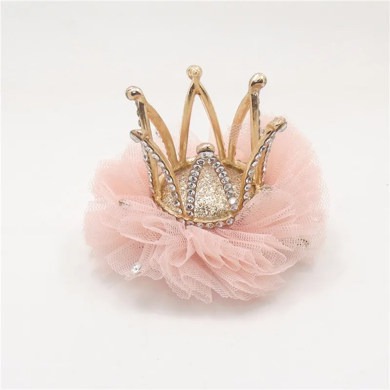 5 шт./лот, роскошная высококачественная металлическая заколка для волос в форме короны, прозрачные стразы, тюль, розовый кремовый кристалл, тиара, заколка, подарок на день рождения