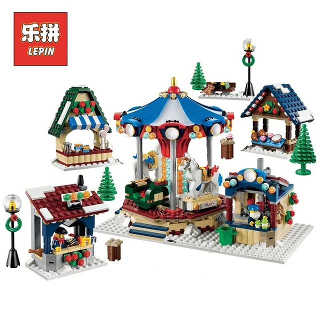 

Lepin 36010 Christmas Series the Winter Village Market Set DIY Creative 10235 Building Blocks Bricks Educational Children Toys