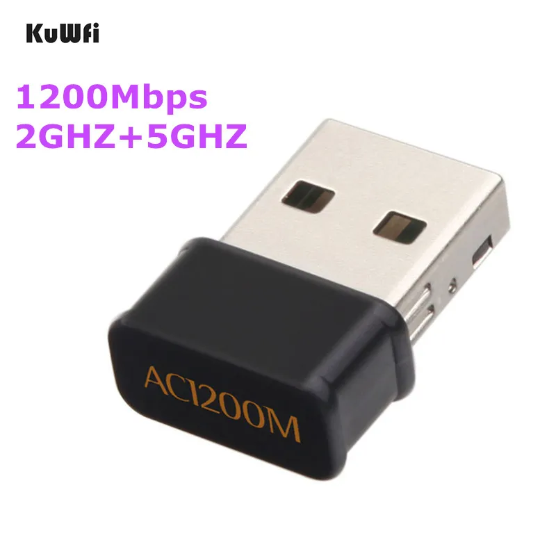 KuWfi 1200 Мбит/с USB Wi-Fi адаптер Сетевая карта двухдиапазонный Wi-Fi адаптер 2,4G/5,8G антенной Wi-Fi для WindowsXP/Vista/7/8/10, Mac OS