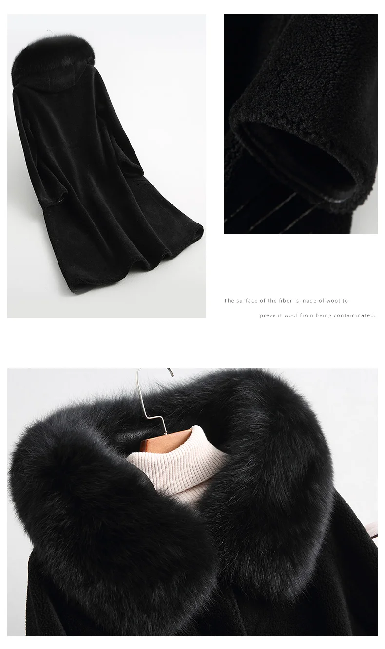 PUDI A18119 Женское зимнее теплое пальто из натуральной шерсти с норковым меховым воротником Женская куртка пальто