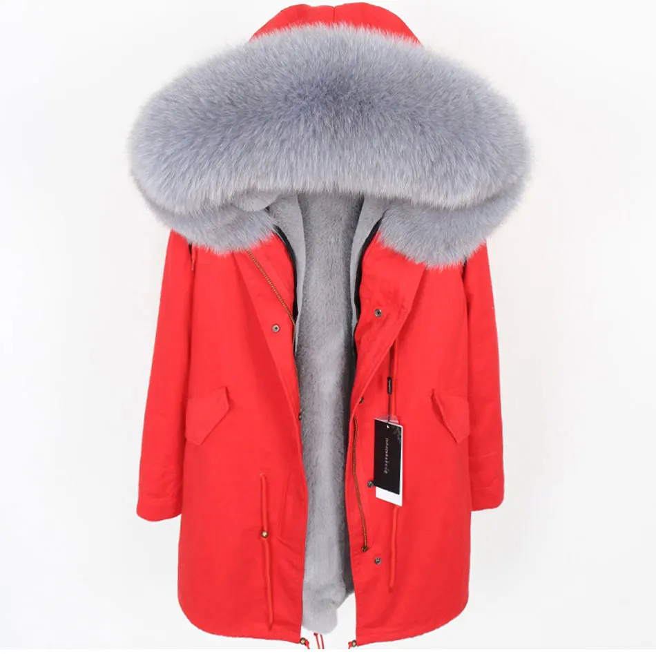 Натуральный Лисий мех воротник женская шуба куртка утолщенная подкладка Parker зимняя хлопковая одежда
