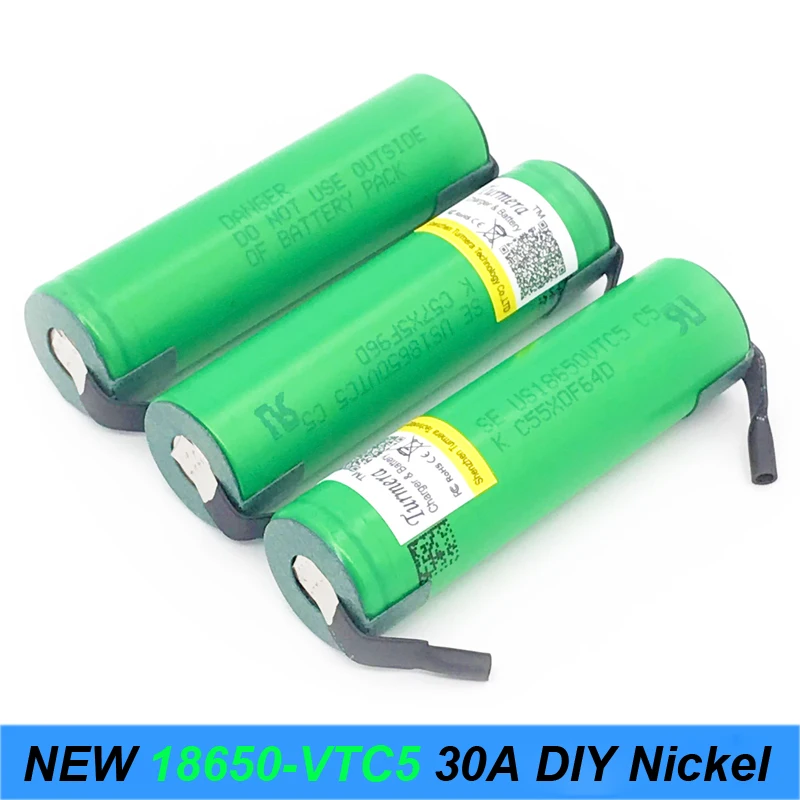 

Turmera original 18650 VTC5 new US18650VTC5 2600mAh 30amps 18650 with strips soldered rechargeable batteries for screwdrivers j1