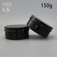 Black 150g Aluminum Jar Refillable Cosmetic Cream Bottle Screw Cap Lotion Containers Empty Wax Storage Tin