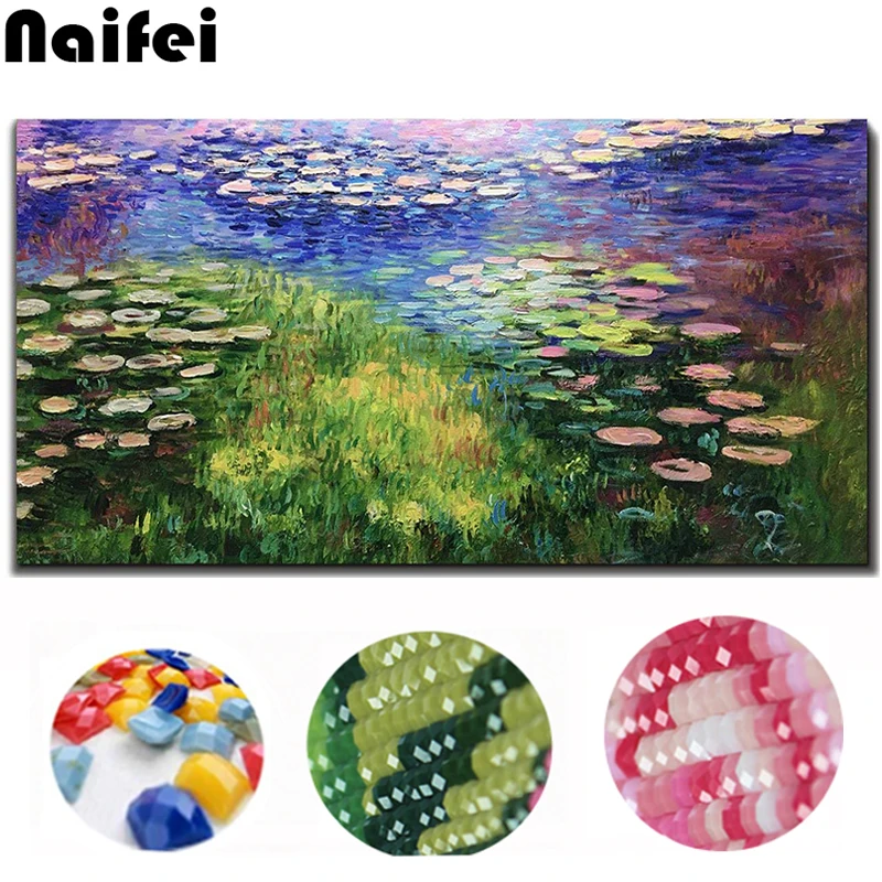 Diy 5d Diamond Painting Cross Stitch Art Paintings The Series of Water Lilies Claude Art