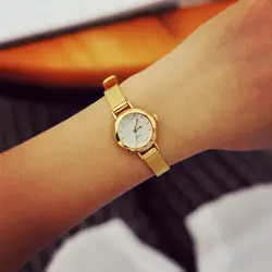 Прямая поставка золото часы для женщин сетки нержавеющая сталь модные женские часы Украшенные стразами Relogio relojes