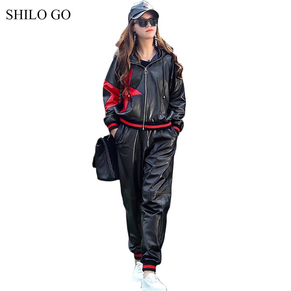 Женский кожаный костюм SHILO GO весенний комплект из натуральной овчины