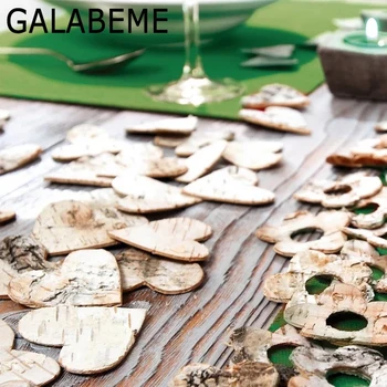 

Galabeme 100pcs diameter 5cm Birch bark Sweet Heart Shape rustic wedding decor centerpieces Vintage wedding Table decoration