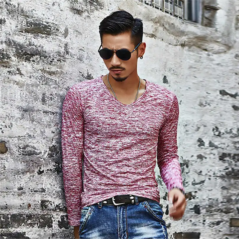New Fashion Men's Summer V Neck T-Shirt Solid Casual Daily Brief Shirt Beach Slim Top Tees  Comfortable Tops Tee #4F04 (9)