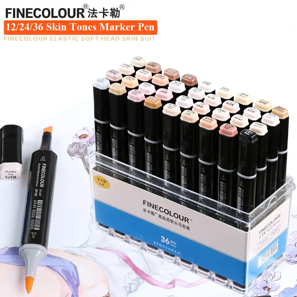 Finecolour 12 24 36 цветов тонкие мягкие маркеры на спиртовой основе профессиональный