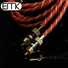 Emk cabo de áudio coaxial digital, cabo subwoofer rca para rca, dourado, banhado a 5m 10m