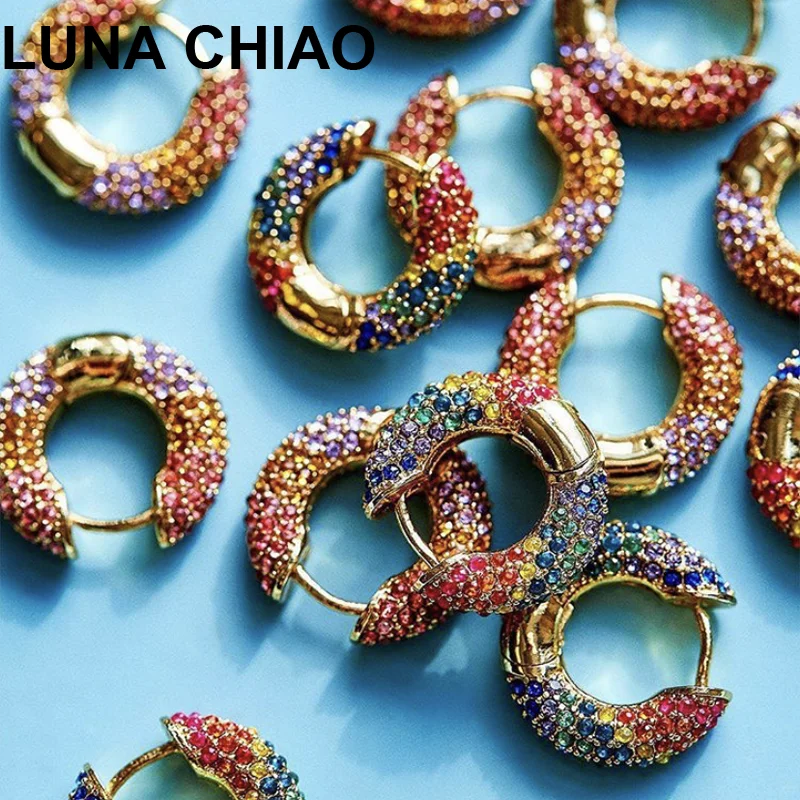 Женские мини серьги обручи LUNA CHIAO популярные эмалированные каффы Пупс лето