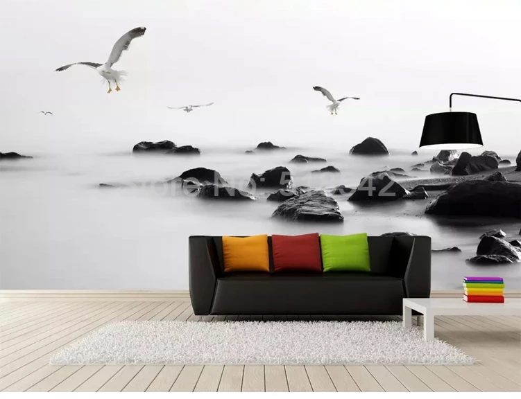 Пользовательские 3D фото обои черный и белый камень современная мода искусство гостиной диван ТВ задний план стены украшения в помещении росписи