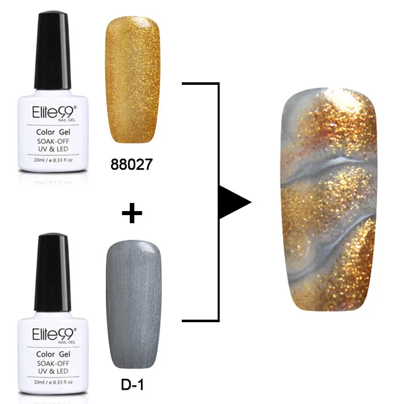 Elite99 Изменение Цвета УФ-гель для ногтей длительный УФ Гель-лак для ногтей Дизайн ногтей мраморный эффект цвет головокружение лак основа D1 - Цвет: 88027 And D1