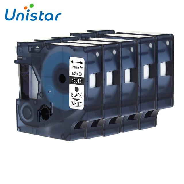 Best Price Unistar 5PCS 45013 Compatible Dymo D1 Label Ribbons 12mm Black on White for Dymo Label Printer 45013 Label Tape Cartridges Best Price Unistar 5PCS 45013 Compatible Dymo D1 Label Ribbons 12mm Black on White for Dymo Label Printer 45013 Label Tape Cartridges