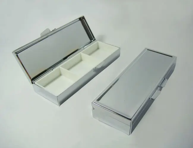 

10PCS Pill box Silver Blank Rectangle Metal Pill Container--Free Shipping