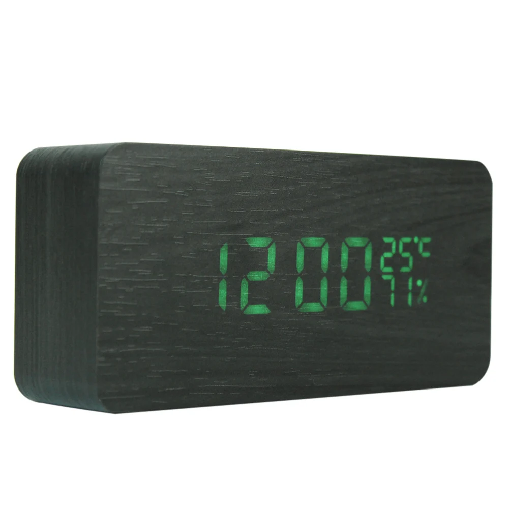 AUGKUN современный деревянный светодиодный Будильник Голосовое управление температура цифровые электрические часы инновационный подарок дисплей настольные часы
