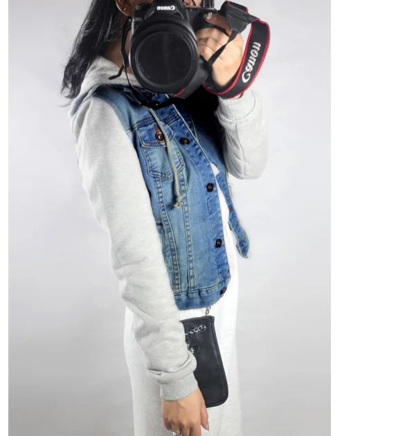 womens jean jacket with cotton sleeves