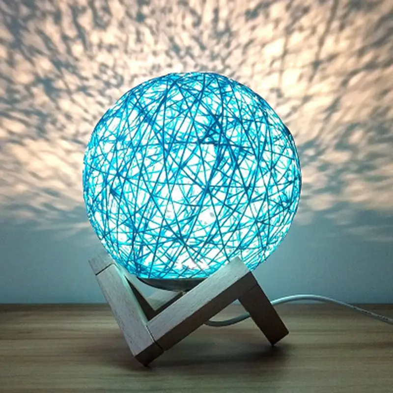 

Creative LED Rattan Ball Night Light Button Control Projection Lamp Table Light USB Charging