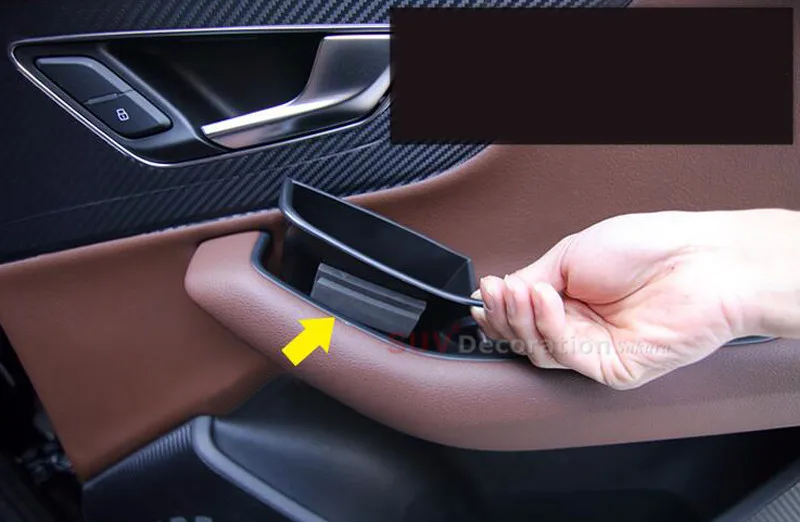 Buy New !!! 16 18 Accessories Plastic Car Interior Side Door Storage Box Holder With the mat Fit for Audi Q7 2016 2017 2018