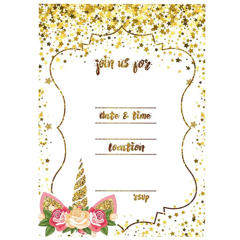 detail feedback questions about chicinlife 5pcs unicorn invitations blank invitations