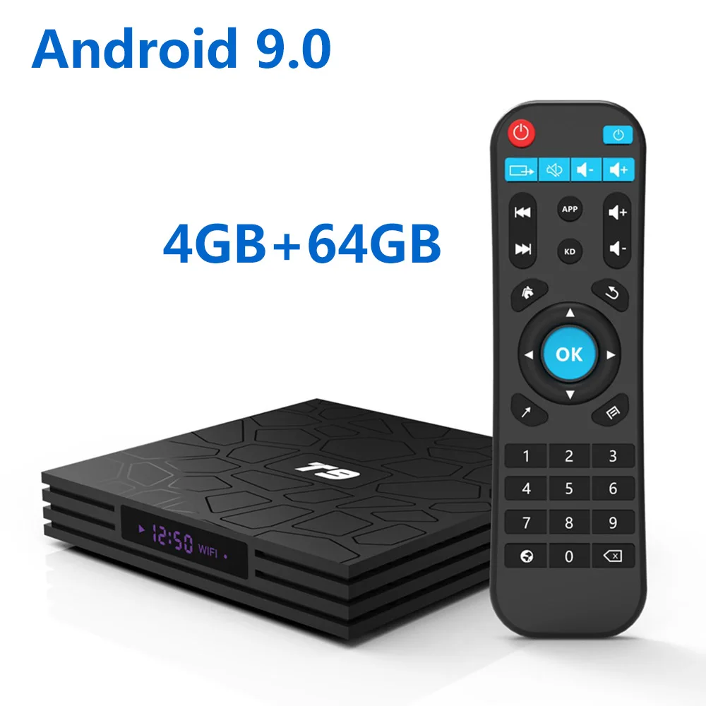 T9 Smart tv BOX Android 9,0 OS 4 Гб+ 32 ГБ/64 Гб RK3328 четырехъядерный Wi-Fi 2,4G 1080P 4K YouTube Netflix медиаприставка - Цвет: 9.0 4G-64G TV BOX