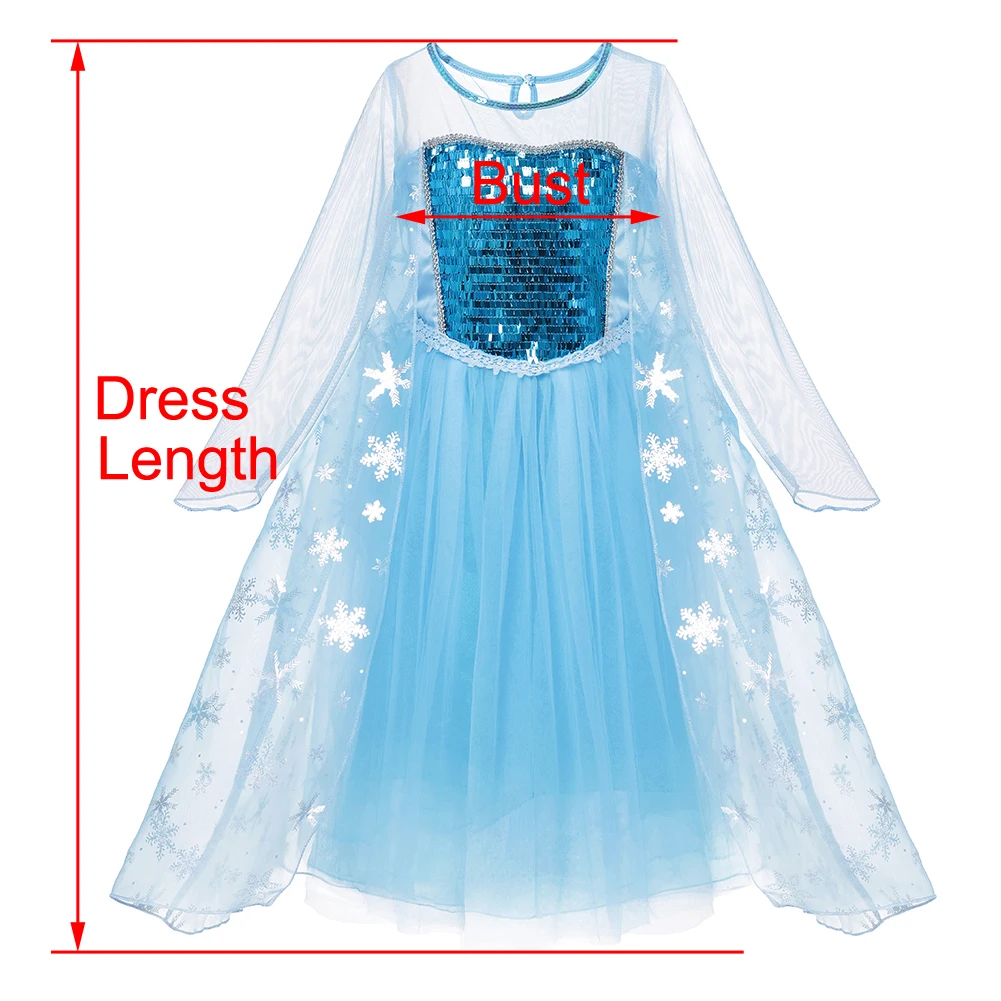YOFEEL/платье Эльзы для девочек Детская Женская футболка с длинными рукавами и блестками, костюм Снежной Королевы Эльзы для костюмированной вечеринки детские платья для От 2 до 10 лет