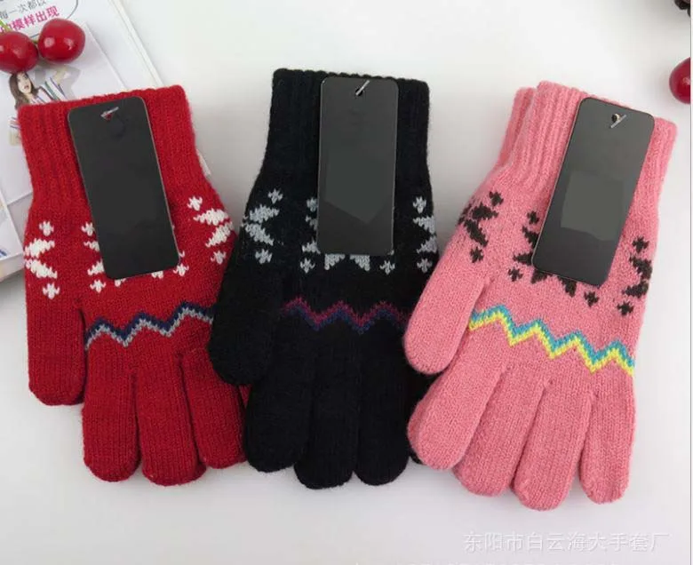 GLV935 women and young children above 15years winter warm font b gloves b font Jacquard snowflakes