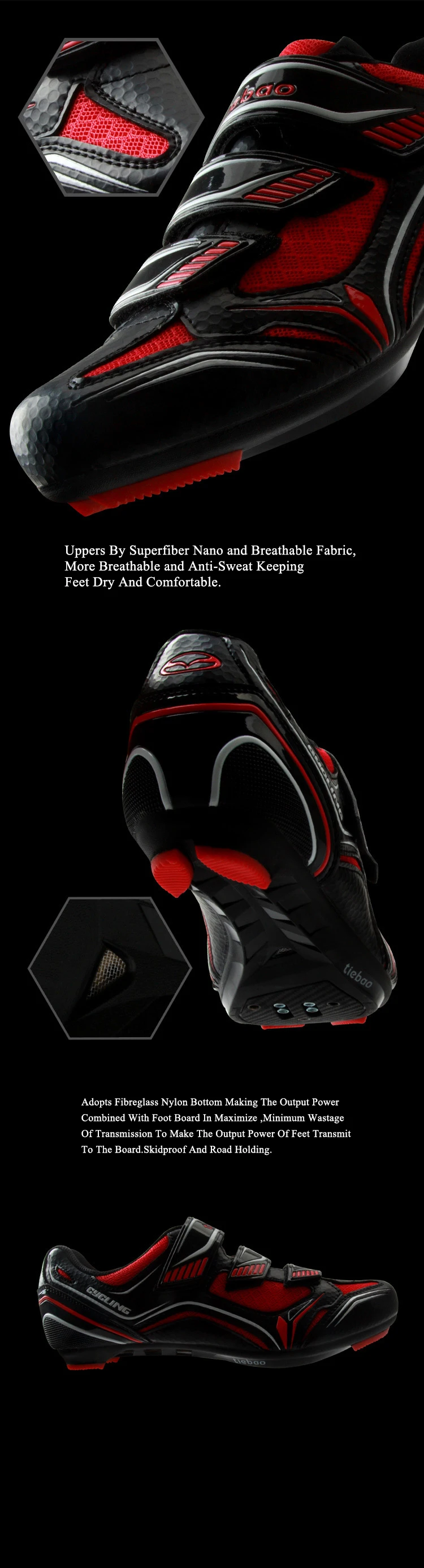 TIEBAO Breathable Upper Cycling Shoes Self-locking Bike Shoes Road Bike Shoes Bicycle Sapatilha Ciclismo Cycling SPD Cleat
