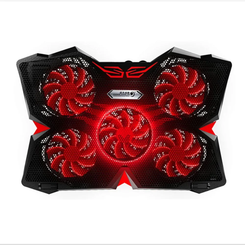 

5 Fans LED Light Dual USB Power Supply Laptop Cooling Fan Stand Pad Cooler For Notebook Low Noise Adjustable Wind Speed