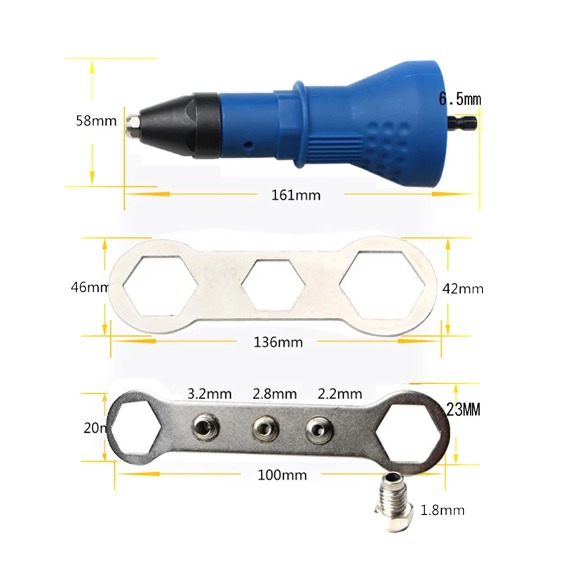 

Newly Electric Rivet Nut Tool Cordless Riveting Tools Insert Nut Adaptor Drill Adapter XSD88