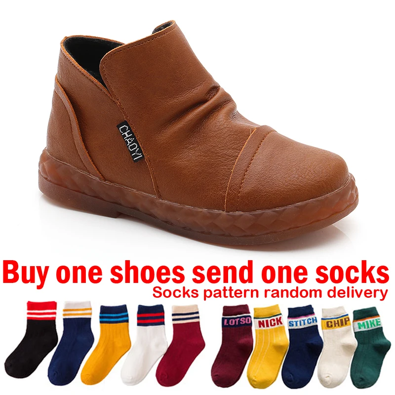 

Boys Red Winter Boots for Girls Leather Ankle Boots Kids Winter Shoes for Children Footwear Girl Toddler Child Black Brown Boots