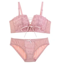 Комплект с бюстгальтером женское нижнее белье комплект кружевной бюстгальтер push up кружева сексуальный бюстгальтер, трусики набор пикантные маленькие девочки бюстгальтер и трусики Комплект 1410
