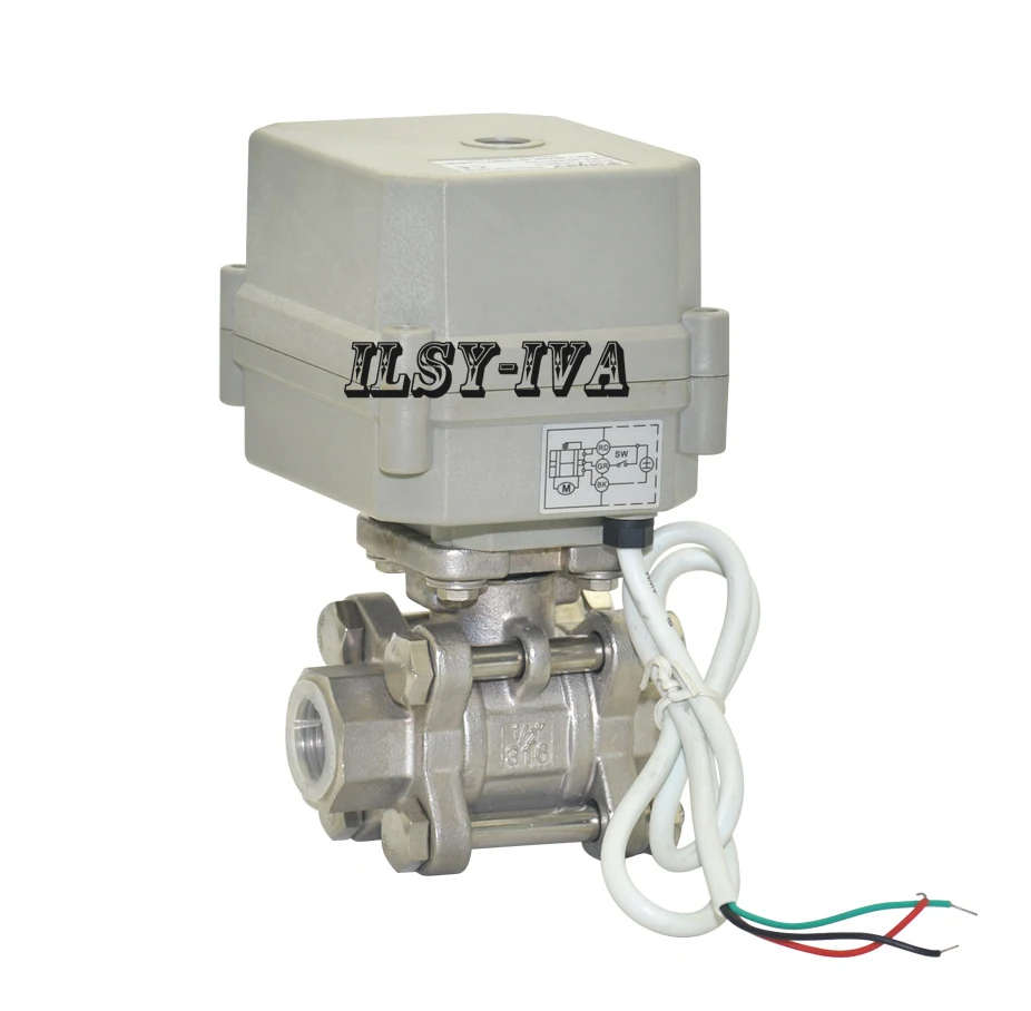 

AC/DC 9~35V G1/2",3/4",1" three piece type stainless steel electric ball valve