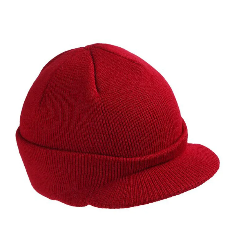 THINKTHENDO Мужская и женская зимняя вязаная шапка оверсайз для взрослых Новая модная шапка s однотонная модная Кепка унисекс - Цвет: Красный