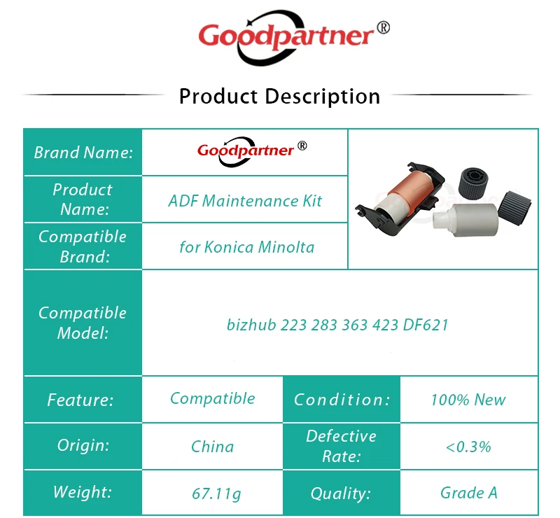 de separação para konica minolta bizhub 223 283 363 df621