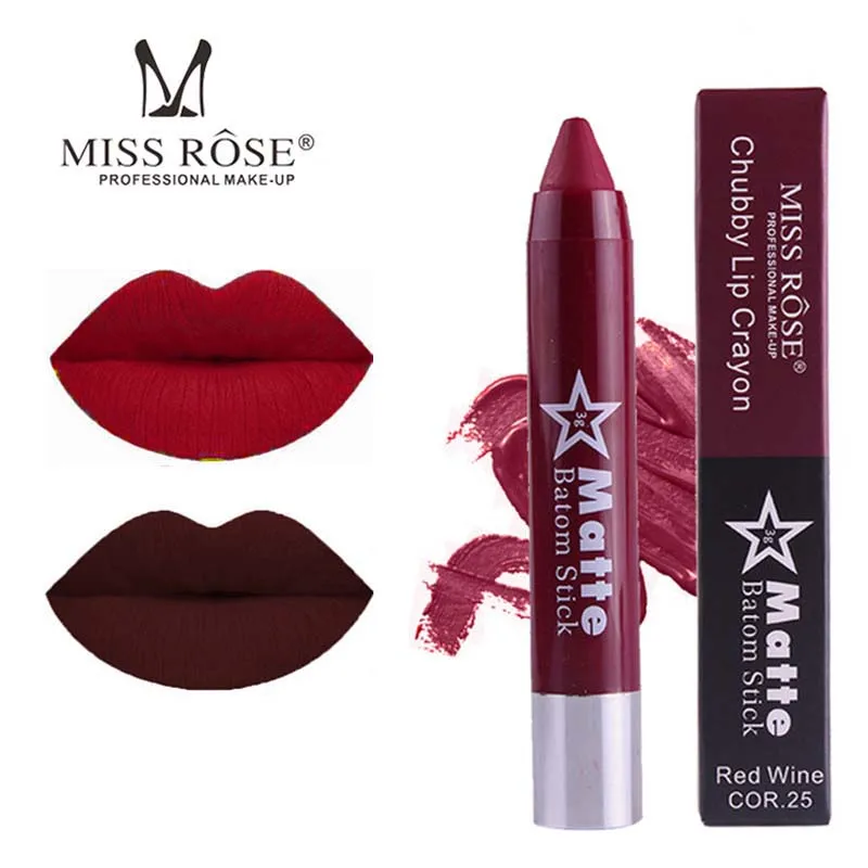 

MISS ROSE Matte Velvet Lipstick Pen Cosmetics Lip Batom Crayon Make Up Long Lasting Waterproof Red Nude Lip Stick Pigment Beauty