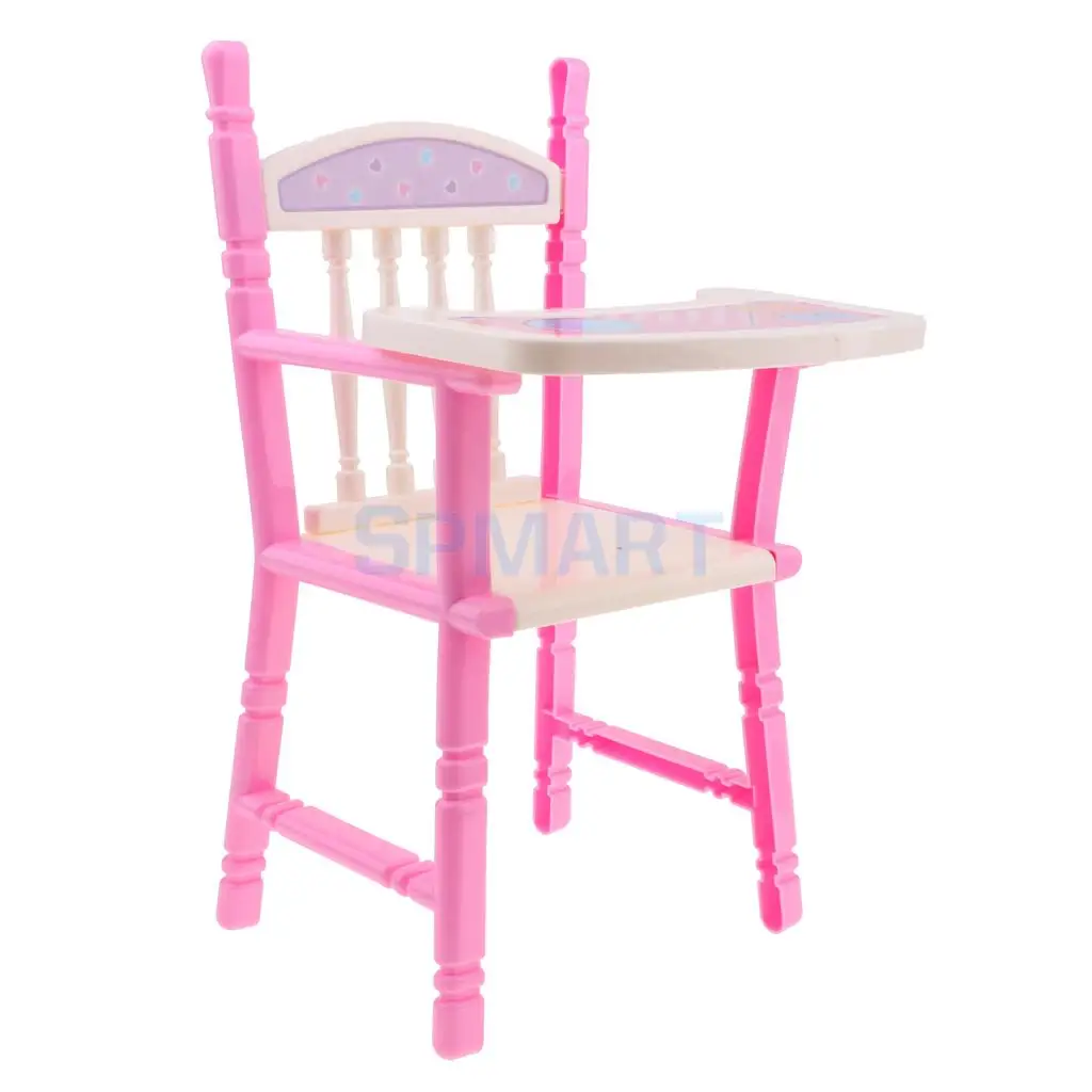 Pink Toddler Dining Chair Baby Doll High Chair Model for Reborn Girl Dolls Accessory Dollhouse Furniture Decor Toy