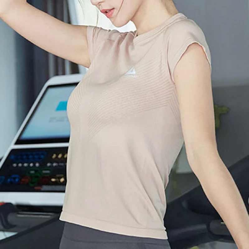 Спортивный топ BINAND, футболка для йоги, облегающая женская спортивная кофта, топы для фитнес-тренировки для женщин, тонкая гимнастическая майка с коротким рукавом - Цвет: Light Coffee