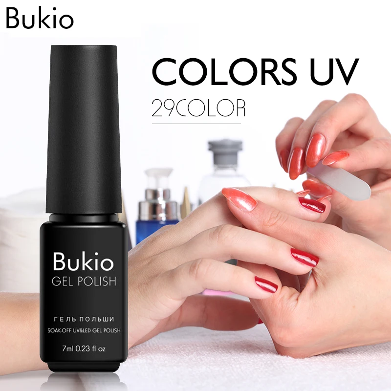 Bukio Gel Varnish Sequins 29 Colors Paint Manicure Set Semi Permanent Enamels Nail Polish 7ml Uv Art Decorations | Красота и здоровье